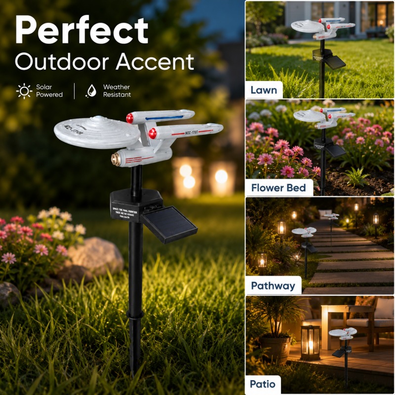 Outdoor Power Outlet Solar - スタートレック USS エンタープライズ ソーラーガーデンステークライト 自動オンオフ レッド