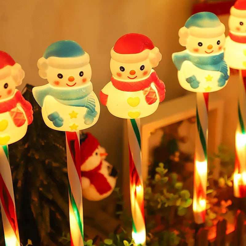 Outdoor Solar Power Xmas Lights - 屋外ソーラーLEDランプ サンタ＆雪だるま型 芝生ライト ガーデン キャンプ カントリーハウス
