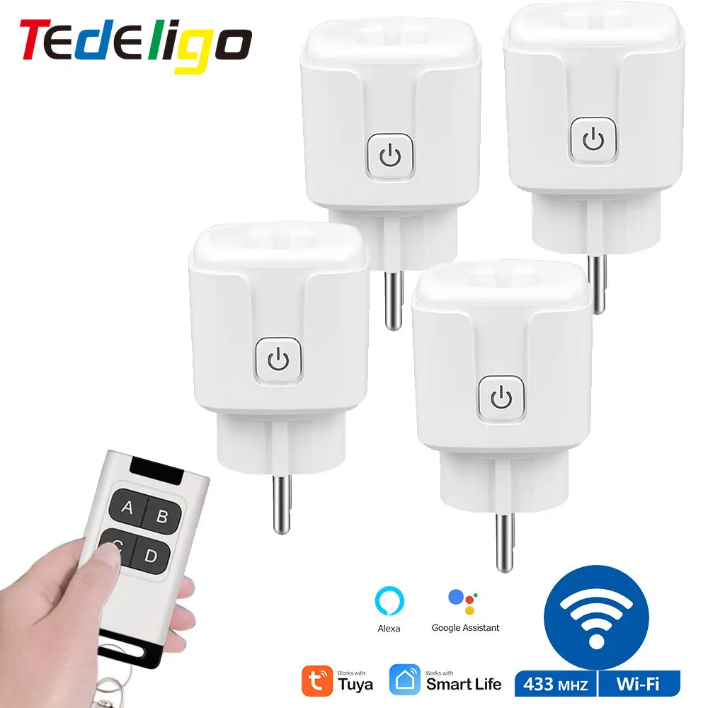 Outdoor Power Outlet Wifi - Tuya WiFiとRFスマートプラグソケット、電力モニター付き、ワイヤレスリモコンソケットスイッチAC 220V 3000W EU、Alexa、Google対応