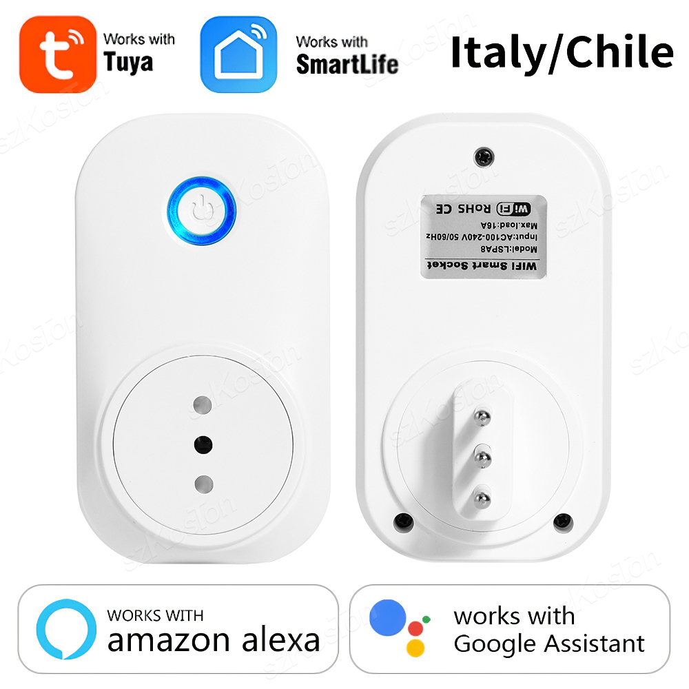 Outdoor Power Outlet Wifi - Tuya-Wi-Fiスマートプラグ,電源モニター,chile,italy,イタリア,Tuya Smart Lifeアプリ,タイマー,音声,alexa,Google,16aで動作