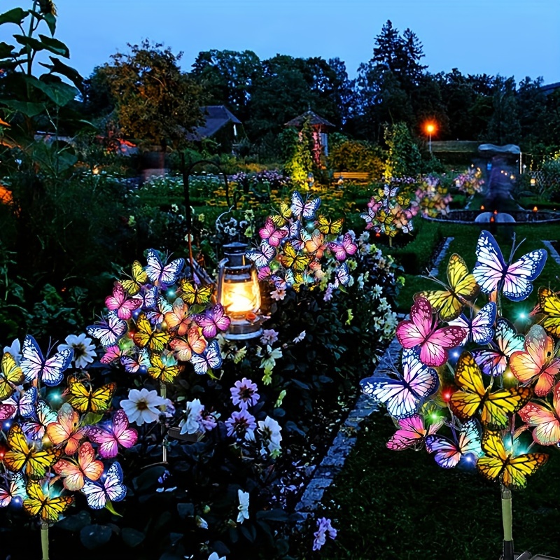 Outdoor Power Outlet Solar - ソーラー LED バタフライガーデンライト防水カラフルな屋外芝生パスランプ庭パティオフェスティバルクリスマス屋根装飾用
