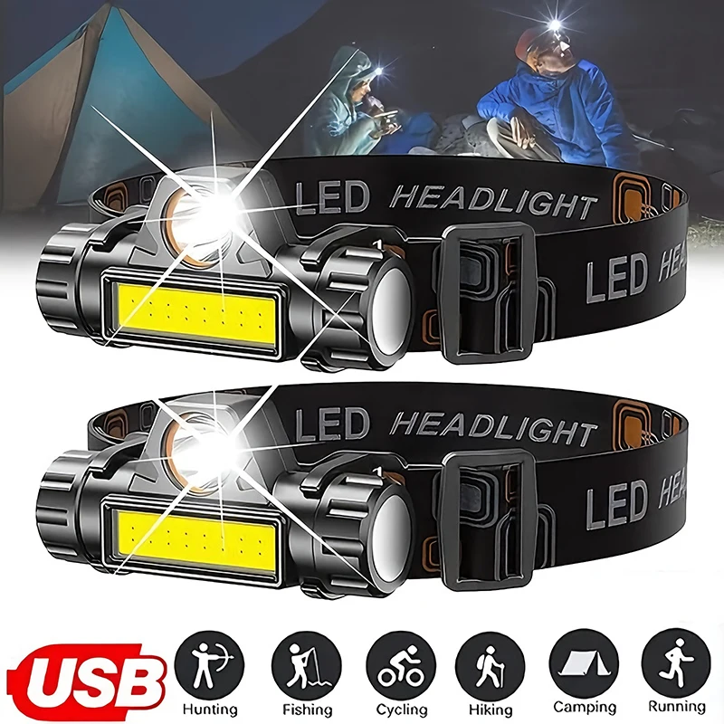 Outdoor Power Head - 充電式 COB LED USB ヘッドランプ強力な磁気強力なヘッドライト超高輝度防水ヘッドトーチ屋外釣り用