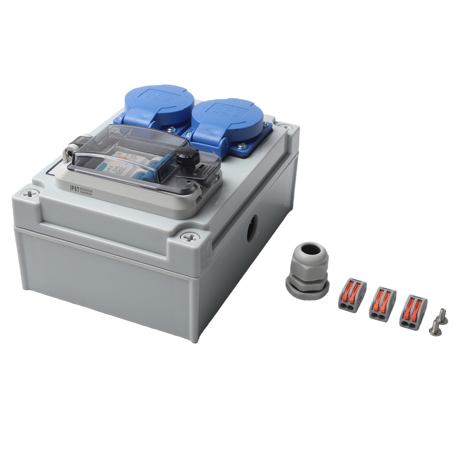 Outdoor Power Distributors - グレーブルー壁掛け式配電盤 安全電源分配システム 電源分配 屋外用 統合型サーキットブレーカー