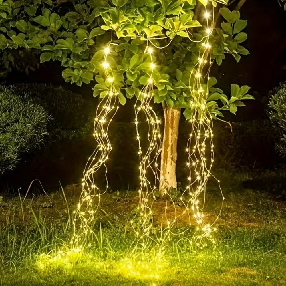 Outdoor Power For Christmas Lights - 3M600LEDソーラー式柳の枝カスケード型ストリングライト防水LEDフェアリーライト屋外クリスマスツリーガーデンパティオ用