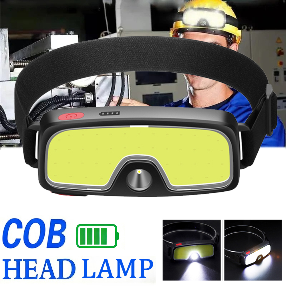 Outdoor Power Head - 強力な COB ヘッドランプ Type-c/USB 充電式ヘッド懐中電灯内蔵バッテリー屋外釣りキャンプランタン防水トーチ