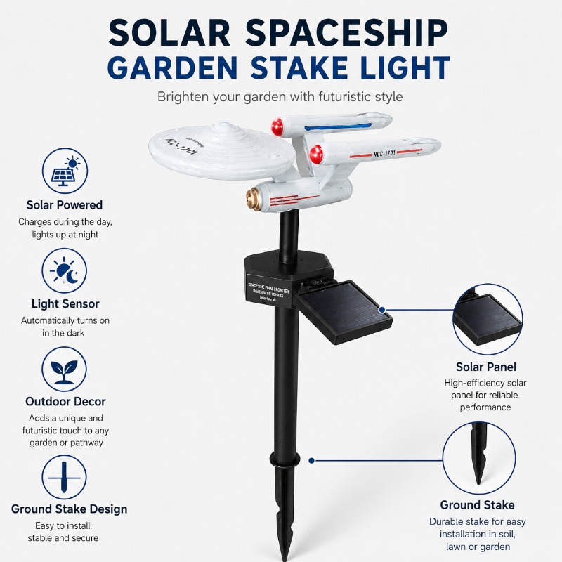 Outdoor Power Outlet Solar - スタートレック USS エンタープライズ ソーラーガーデンステークライト 自動オンオフ レッド