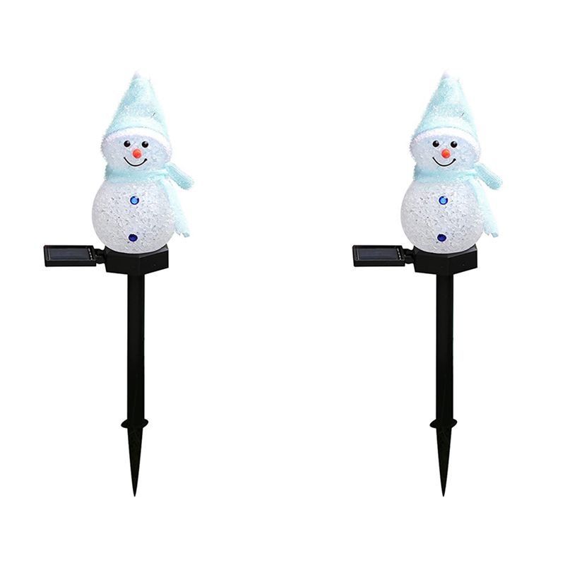 Outdoor Solar Power Xmas Lights - AA81-2X スノーマンソーラーライト クリスマスソーラーLEDスノーマンライトデコレーション 屋外ガーデンステークランプ クリスマスブルー