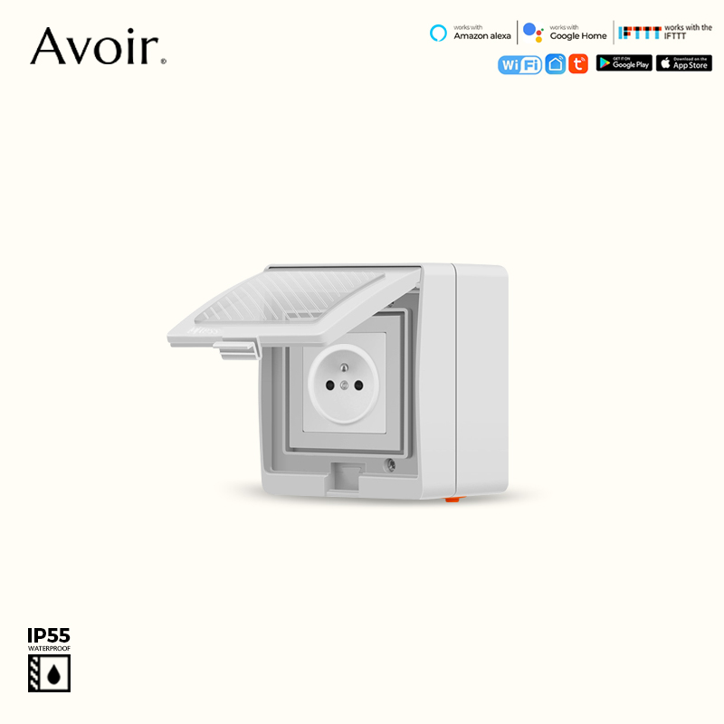 Outdoor Power Outlet Wifi - Avoir-Tuya-防水電気プラグ,ip55,屋外電源コンセント,Alexa, Google Home,防水,220V