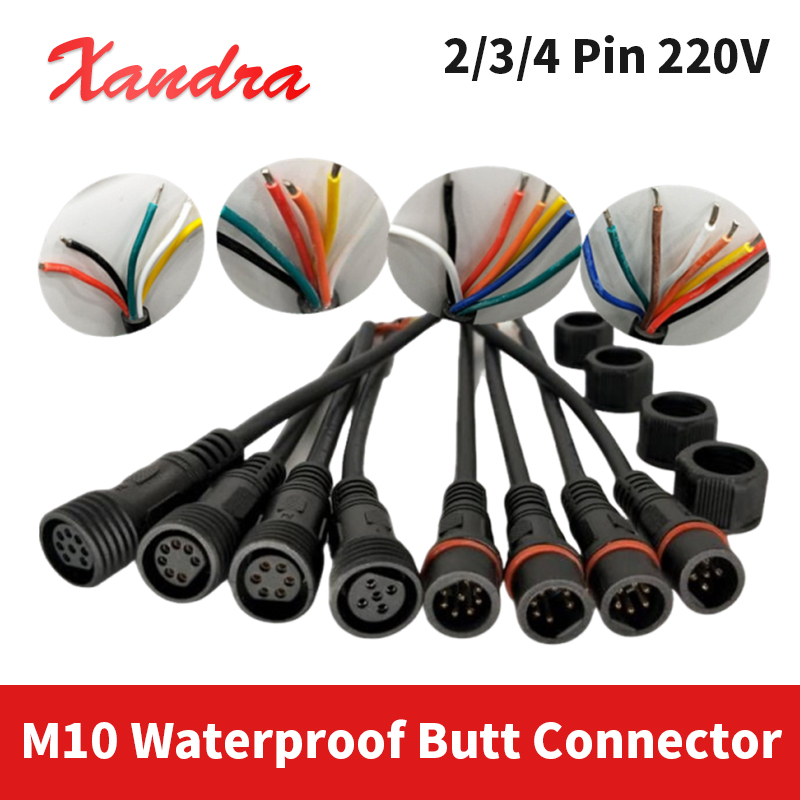 Extension Cord Outdoor - M10 2ピン 3/4ピン 防水バットコネクタ 220V ケーブル延長コード
