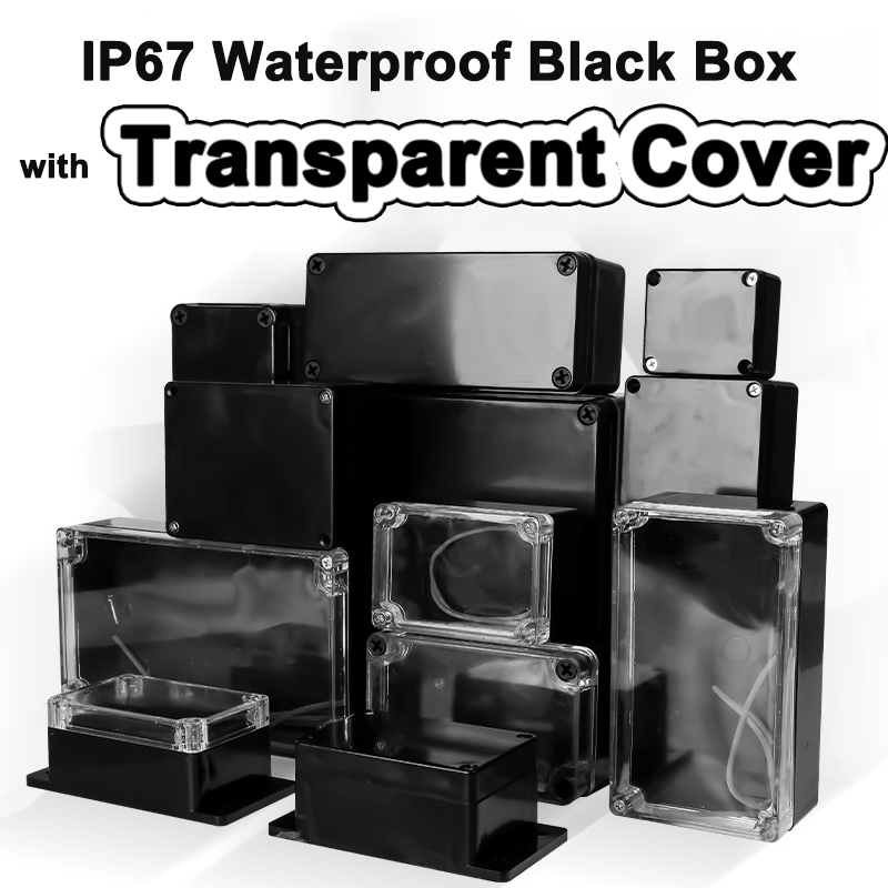 Outdoor Power Board Box - Absプラスチックip67ボックス防水プロジェクトボックス黒防塵電気ハウジング楽器ケース透明透明カバー