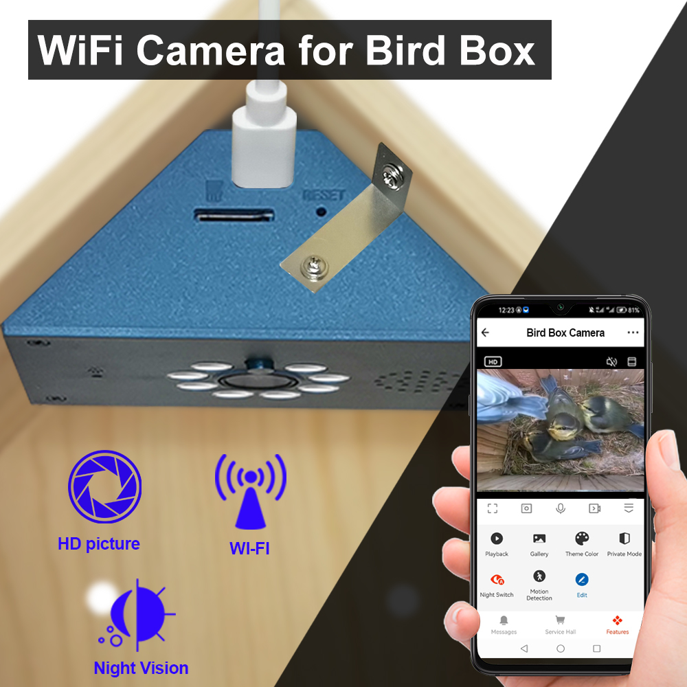Outdoor Power Outlet Wifi - TuyaスマートライフWiFi HDカメラ 鳥小屋用 ワイヤレスアプリ遠隔ライブビュー ナイトビジョン プラグイン電源