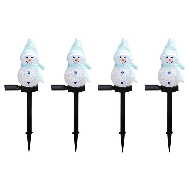 Outdoor Solar Power Xmas Lights - 新しい 4X 雪だるまソーラーライトクリスマス太陽光発電 LED 雪だるまライト装飾屋外ガーデンステークランプクリスマスブルー