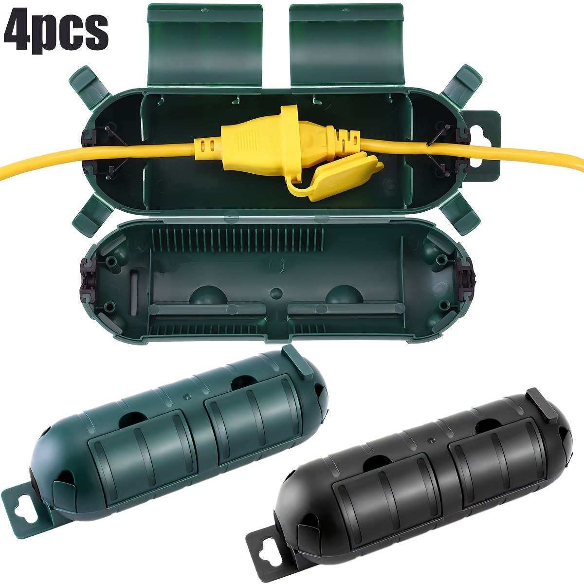 Extension Cord Outdoor - 屋外延長コード安全カバーシール4個、屋外コンセントプラグを保護する耐候性電気接続ボックス