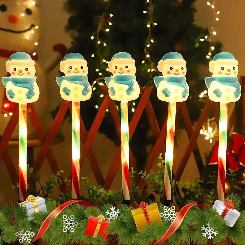Outdoor Solar Power Xmas Lights - クリスマスソーラーパワーサンタ＆雪だるまLEDランプ屋外芝生装飾ライト、庭、カントリーハウス、クリスマスオーナメント用