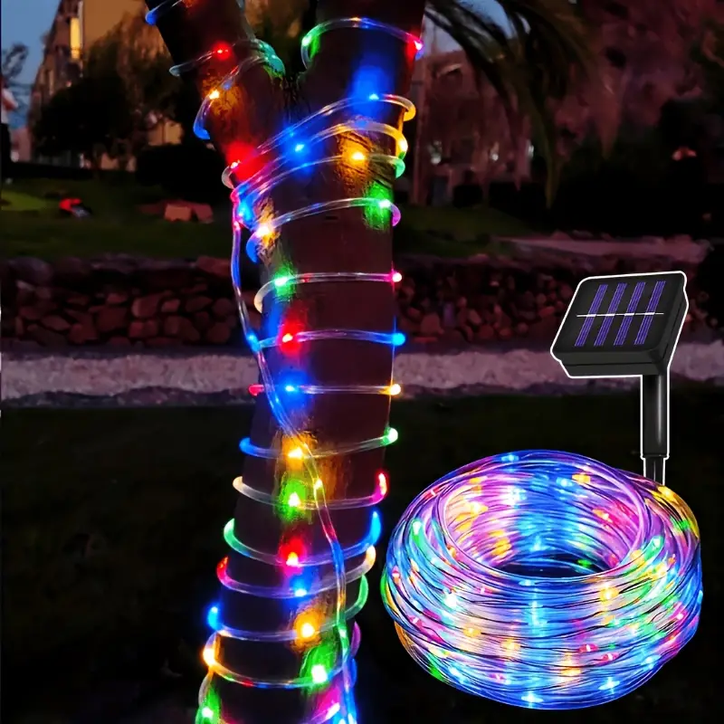Outdoor Power For Christmas Lights - ソーラー充電式LEDチューブ、屋外装飾用マルチカラーロープライト、庭、クリスマス、結婚式、ホリデーのお祝いに