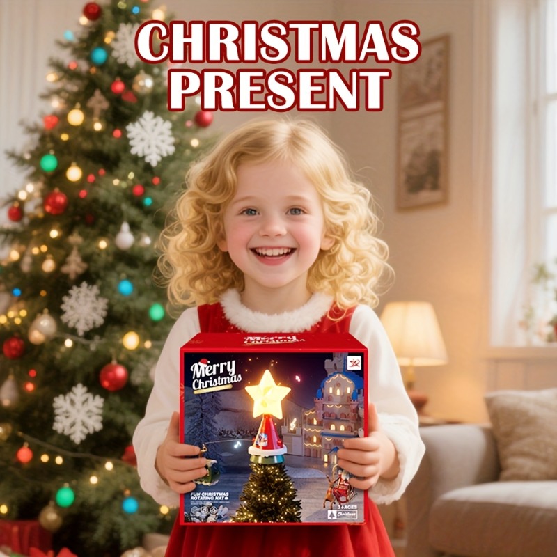 クリスマスツリーの頂上に置く回転式メリーゴーランド、音楽とラ - Outdoor Power For Christmas Lights のレビューと価格