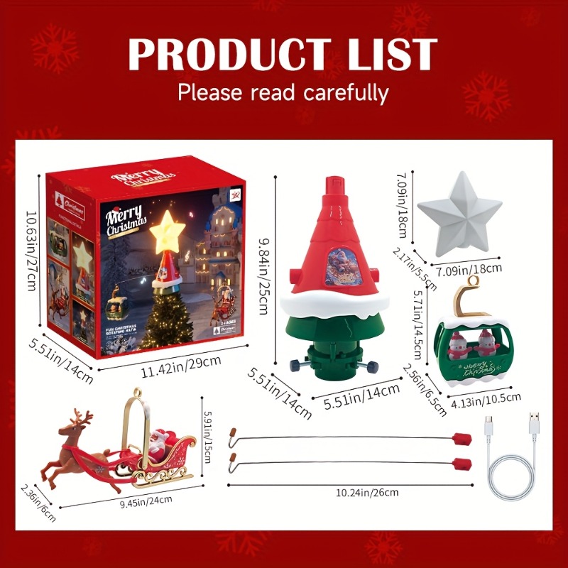 クリスマスツリーの頂上に置く回転式メリーゴーランド、音楽とラ - Outdoor Power For Christmas Lights のレビューと価格