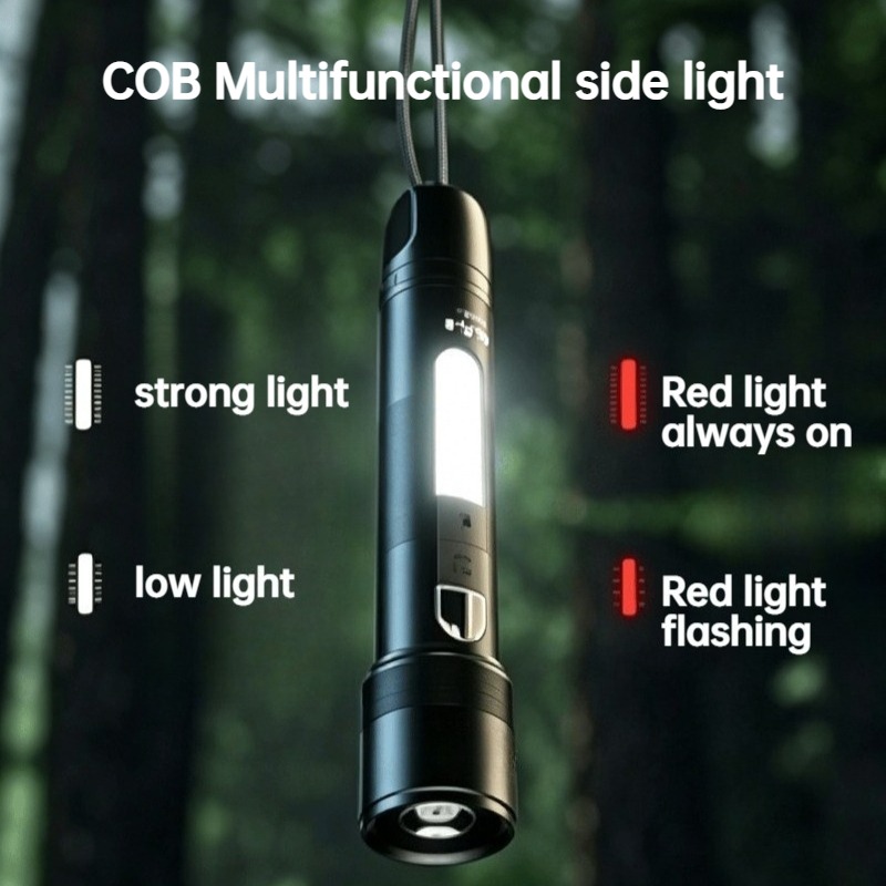 多機能 LED 懐中電灯ズーム可能な COB サイドライト充 - Outdoor Power Bank のレビューと価格