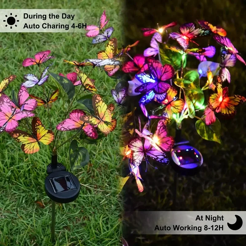 ソーラー LED バタフライガーデンライト防水カラフルな屋外 - Outdoor Power Outlet Solar のレビューと価格