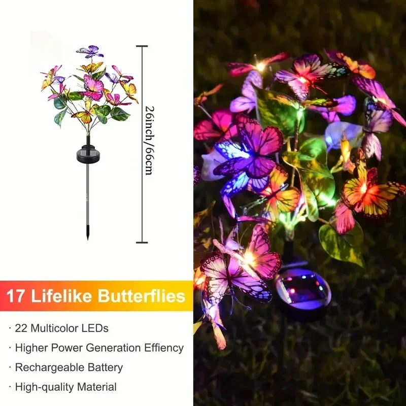 ソーラー LED バタフライガーデンライト防水カラフルな屋外 - Outdoor Power Outlet Solar のレビューと価格