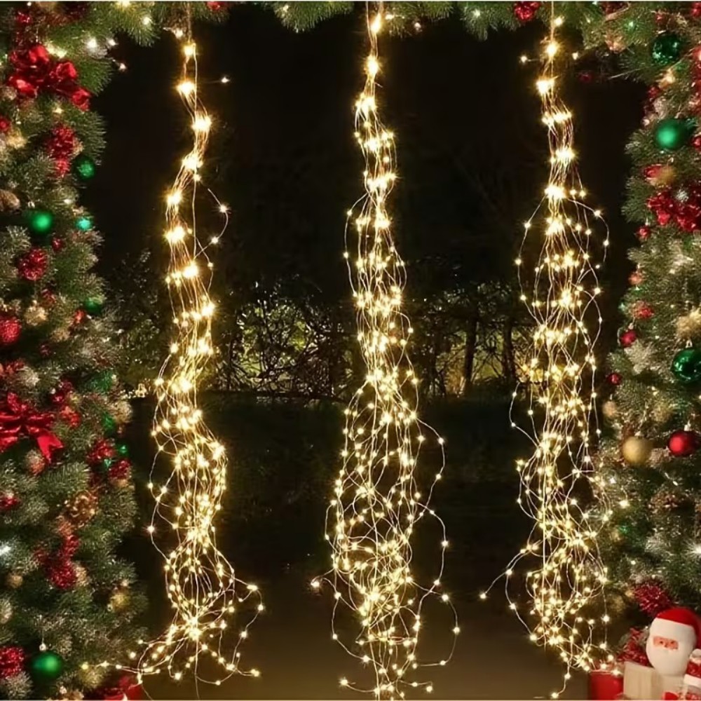 3M600LEDソーラー式柳の枝カスケード型ストリングライト - Outdoor Power For Christmas Lights のレビューと価格