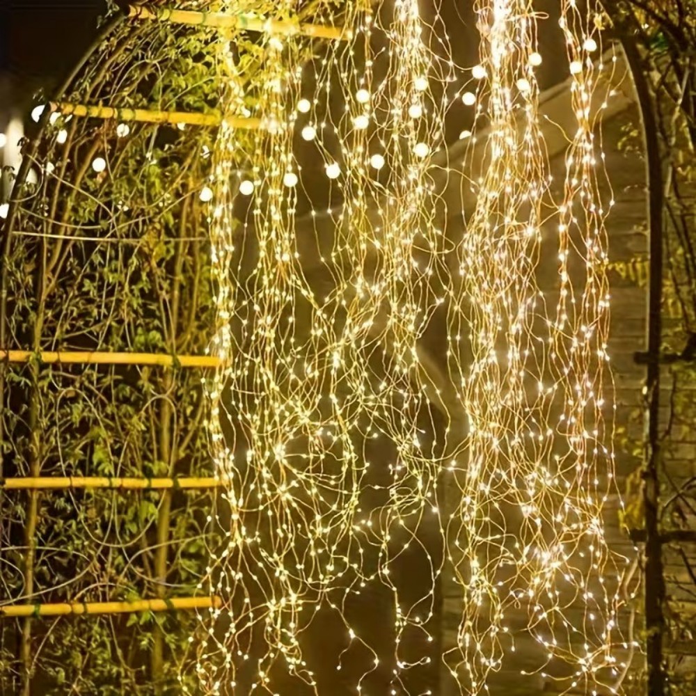 3M600LEDソーラー式柳の枝カスケード型ストリングライト - Outdoor Power For Christmas Lights のレビューと価格