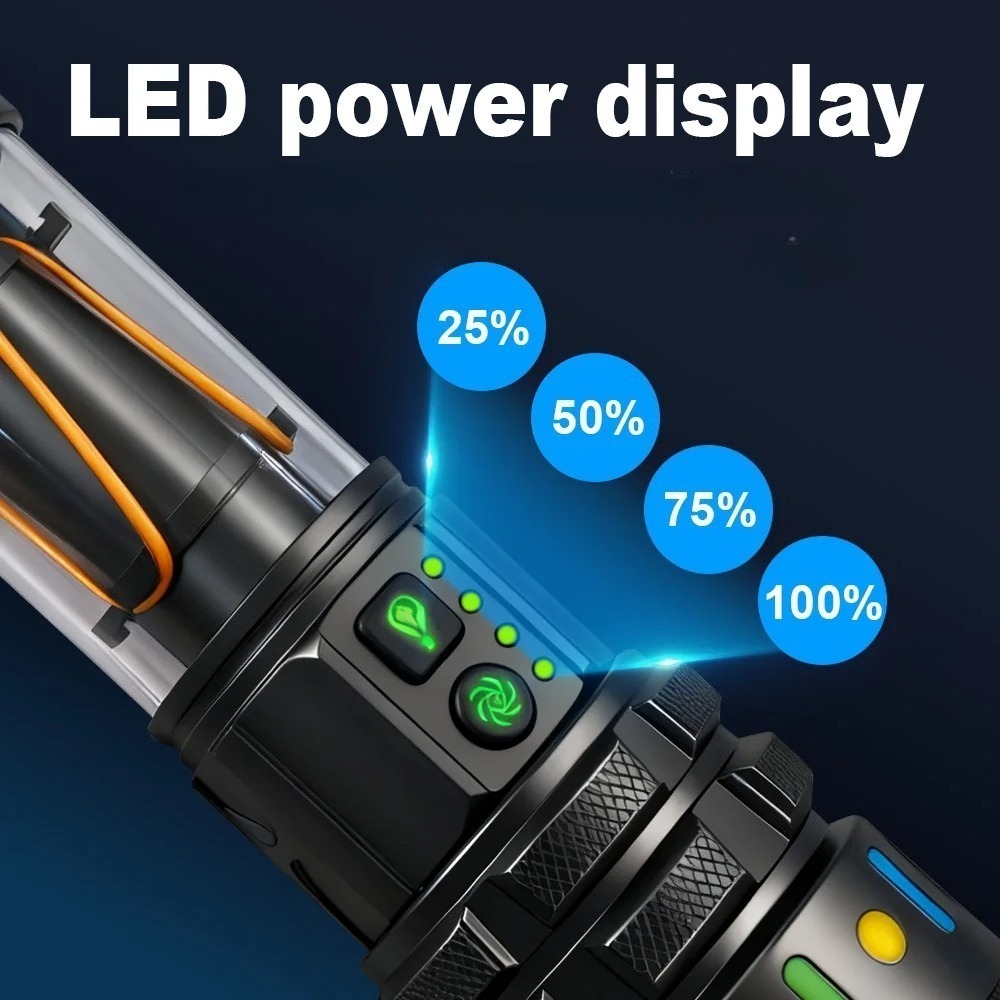 強力な超高輝度LED懐中電灯、Type-C急速充電式ハンドヘ - Outdoor Power Bank のレビューと価格