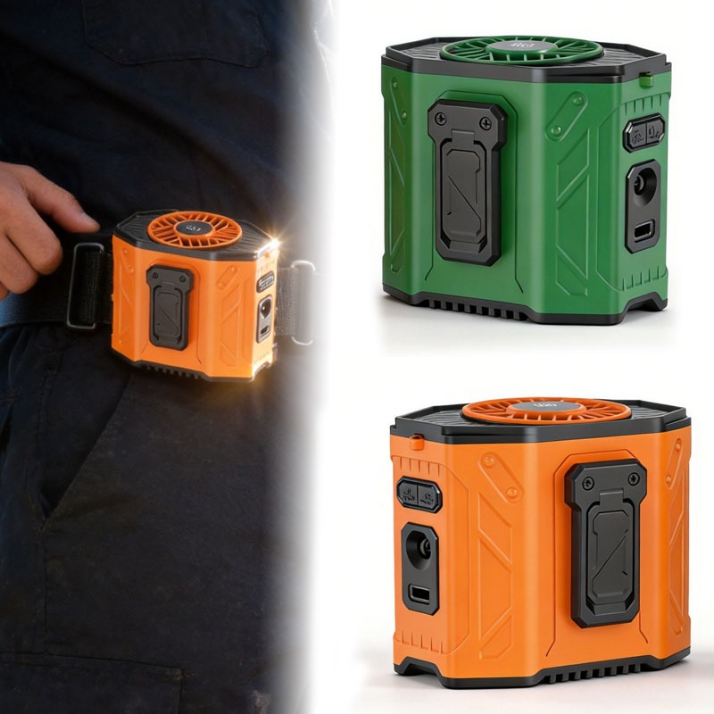 屋外作業用クーラーファン 3600mAh充電式腰掛け/首掛け - Outdoor Power Bank のレビューと価格