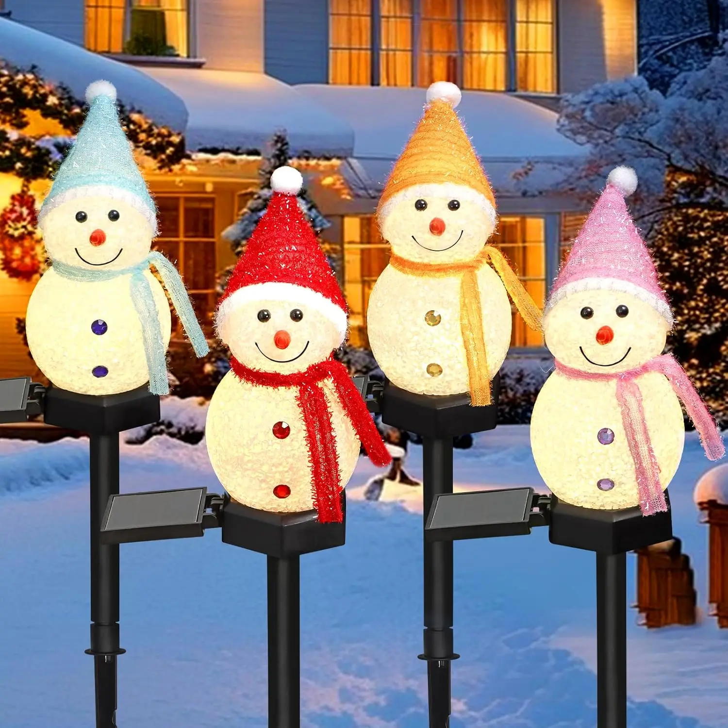 LED雪だるまソーラーガーデンライト屋外地面杭ライトソーラー - Outdoor Solar Power Xmas Lights のレビューと価格