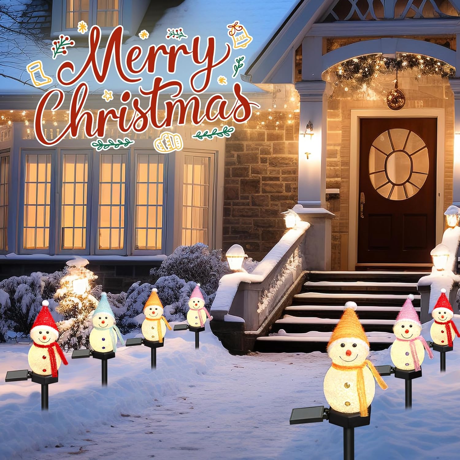 LED雪だるまソーラーガーデンライト屋外地面杭ライトソーラー - Outdoor Solar Power Xmas Lights のレビューと価格
