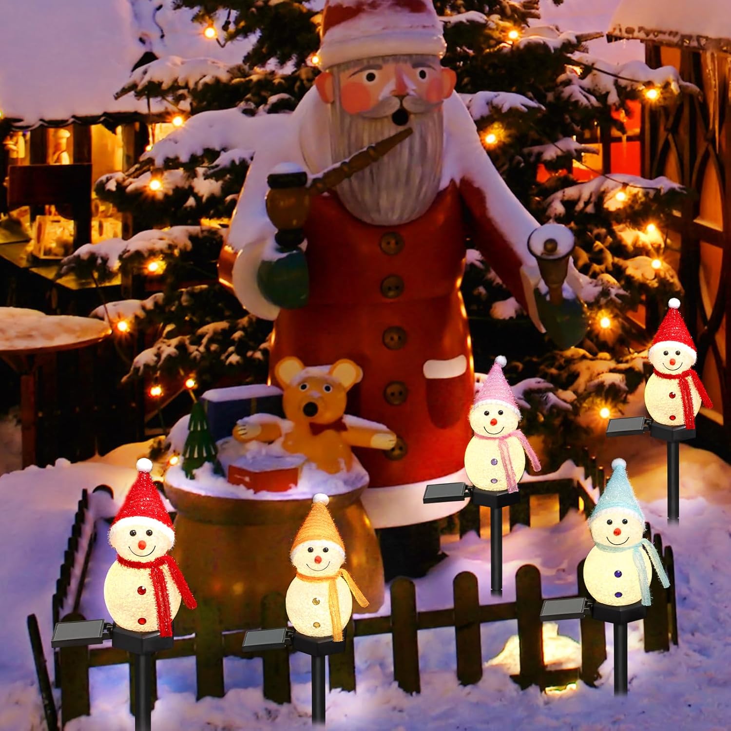 LED雪だるまソーラーガーデンライト屋外地面杭ライトソーラー - Outdoor Solar Power Xmas Lights のレビューと価格