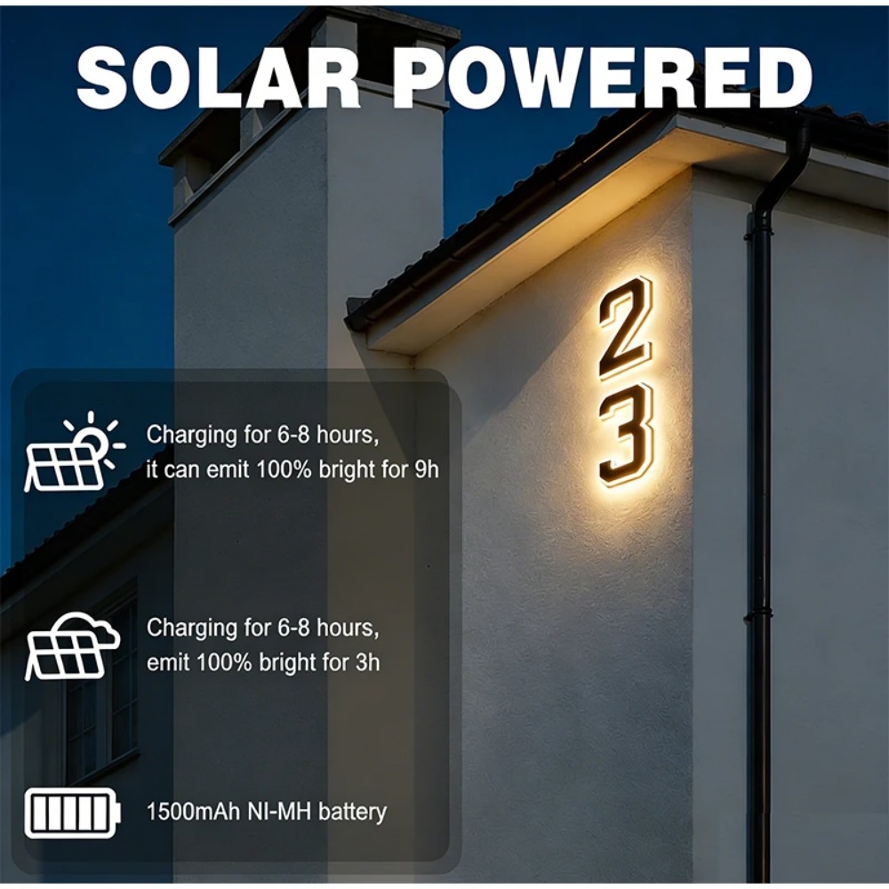新しいソーラーアドレスサイン LED ハウスナンバーライト防 - Outdoor Power Outlet Solar のレビューと価格