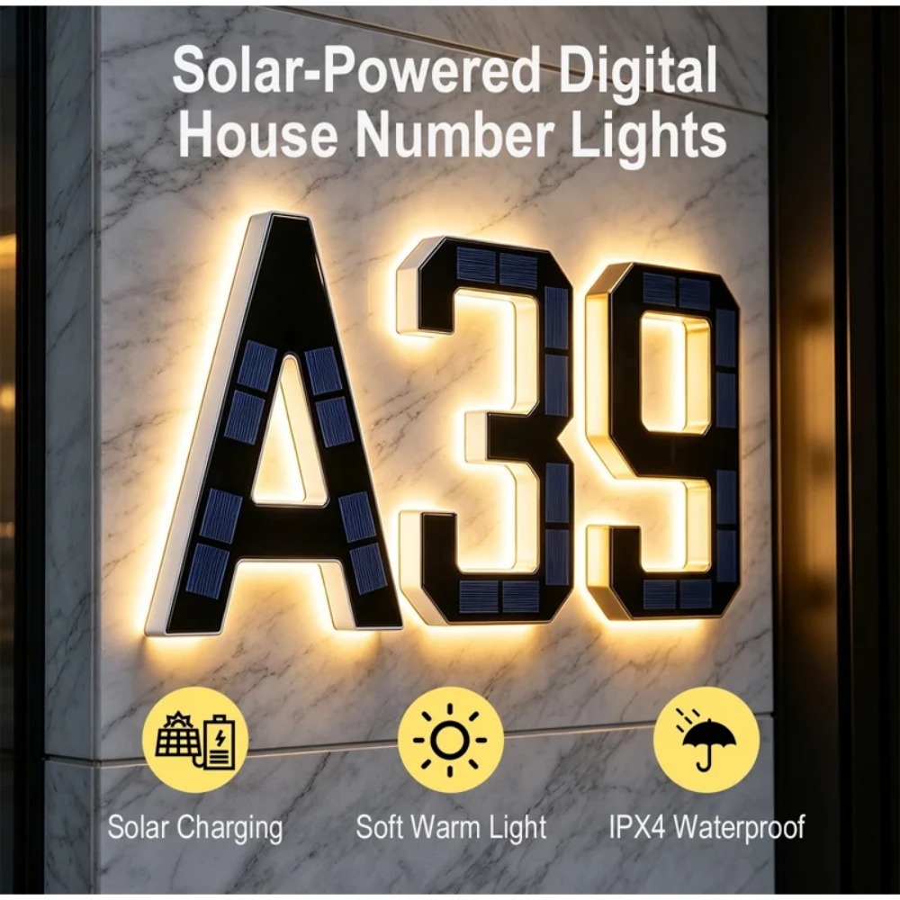 新しいソーラーアドレスサイン LED ハウスナンバーライト防 - Outdoor Power Outlet Solar のレビューと価格