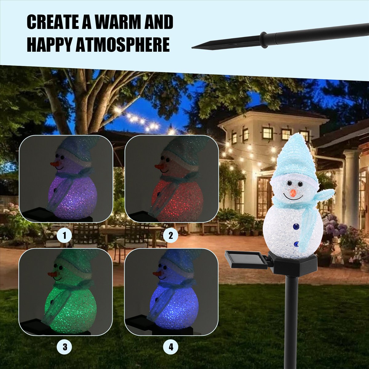 Carefree- スノーマン ソーラーライト クリスマス  - Outdoor Solar Power Xmas Lights のレビューと価格