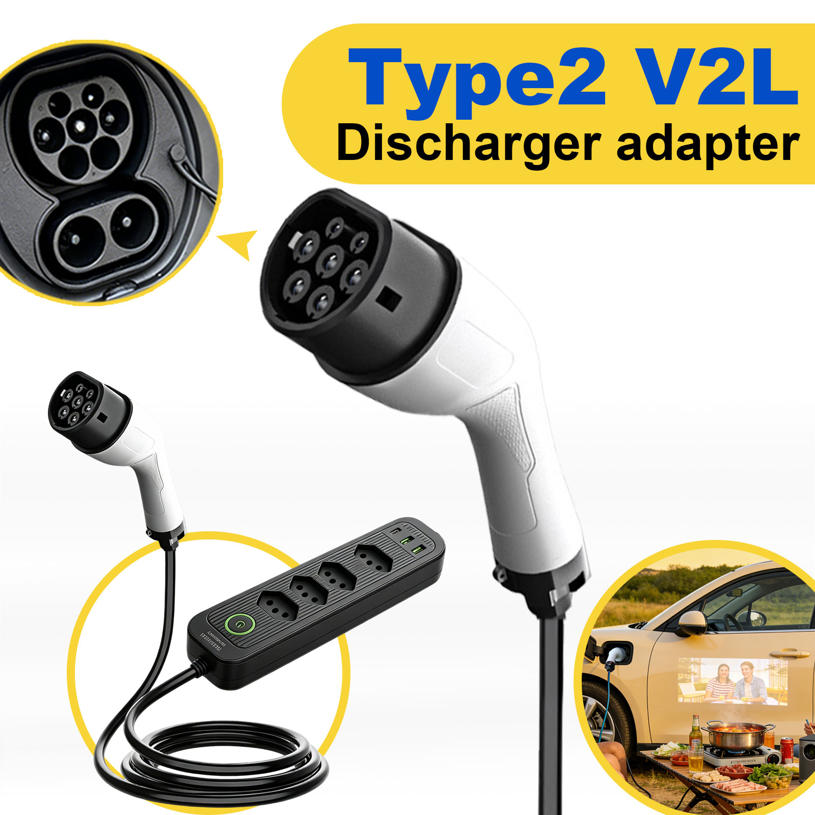タイプ2 V2L放電アダプター 16A ブラジルソケット E - Outdoor Power Outlet のレビューと価格