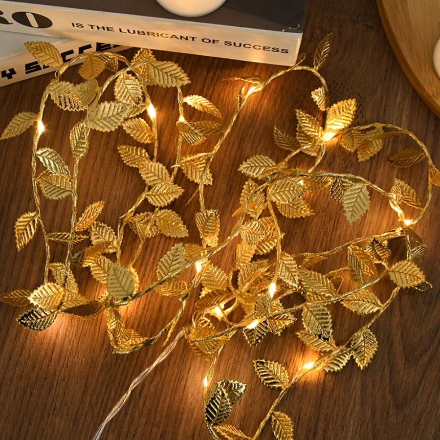 ゴールデンリーフラタン銅線ストリングフェアリーライト電池式、 - Outdoor Power For Christmas Lights のレビューと価格