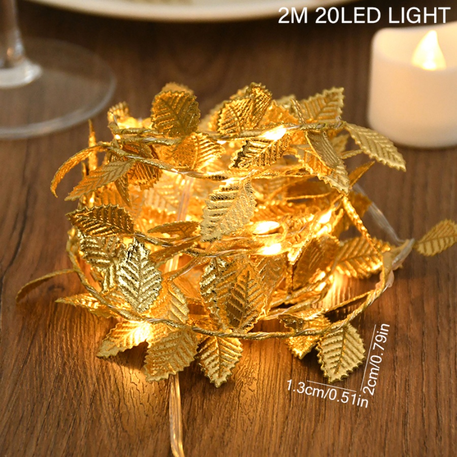 ゴールデンリーフラタン銅線ストリングフェアリーライト電池式、 - Outdoor Power For Christmas Lights のレビューと価格