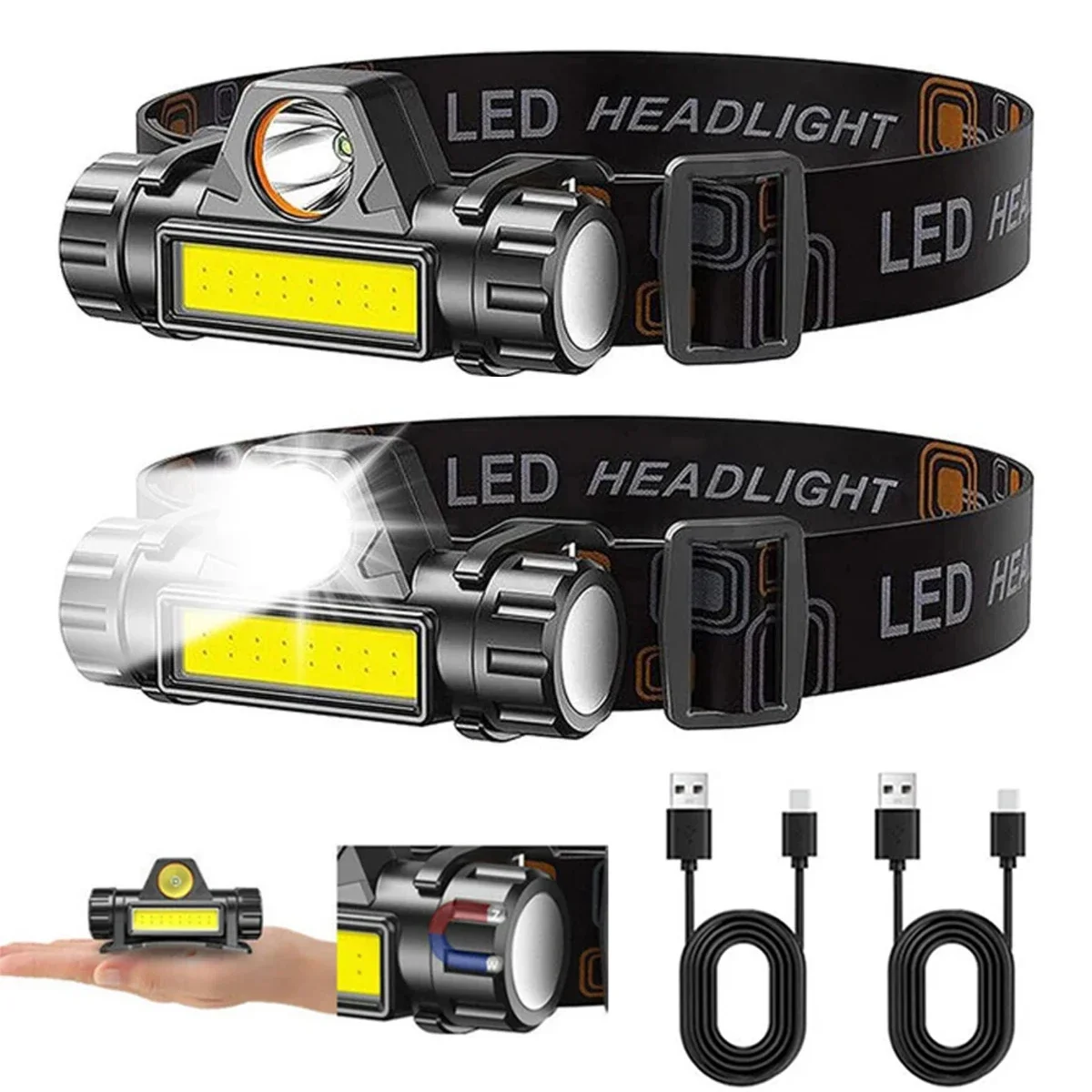 1-3 個充電式 COB LED ヘッドランプ強力な磁気強力 - Outdoor Power Head のレビューと価格