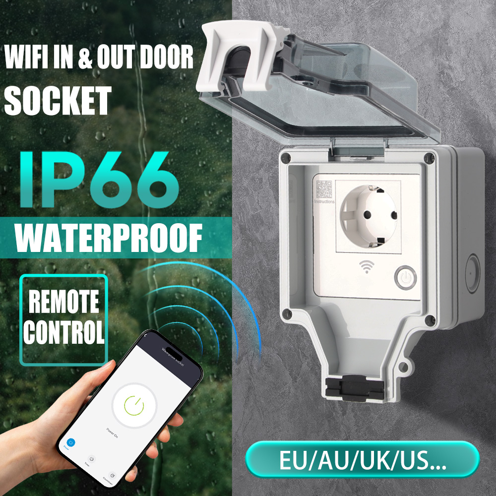 スマート屋外ソケットIP66防水16A 250V EU壁掛け - Outdoor Power Outlet Wifi のレビューと価格