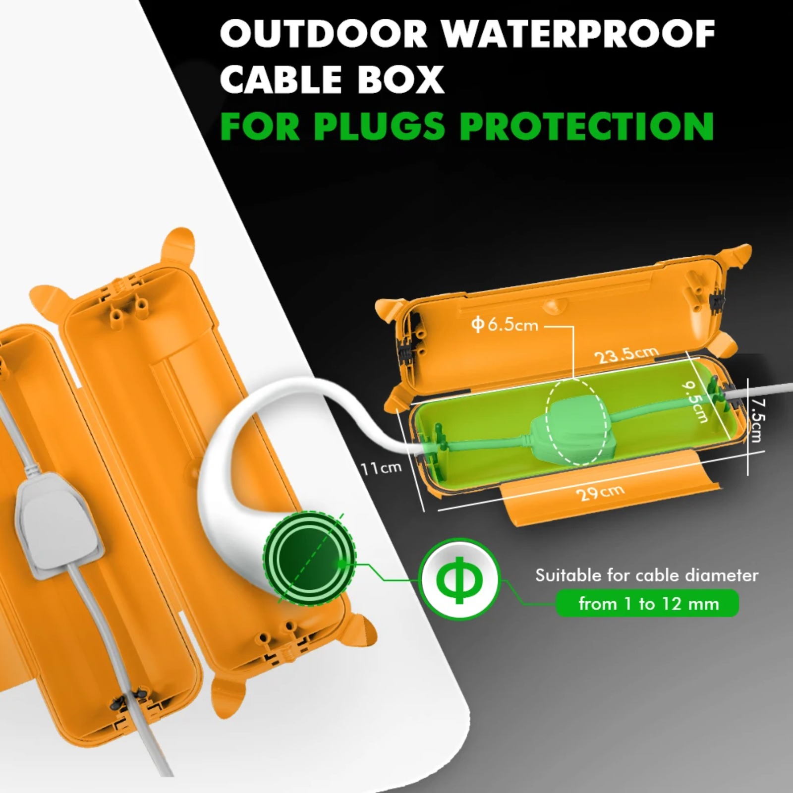 IP44 屋外延長コードカバー 29x11x7.5cm 高耐 - Extension Cord Outdoor のレビューと価格