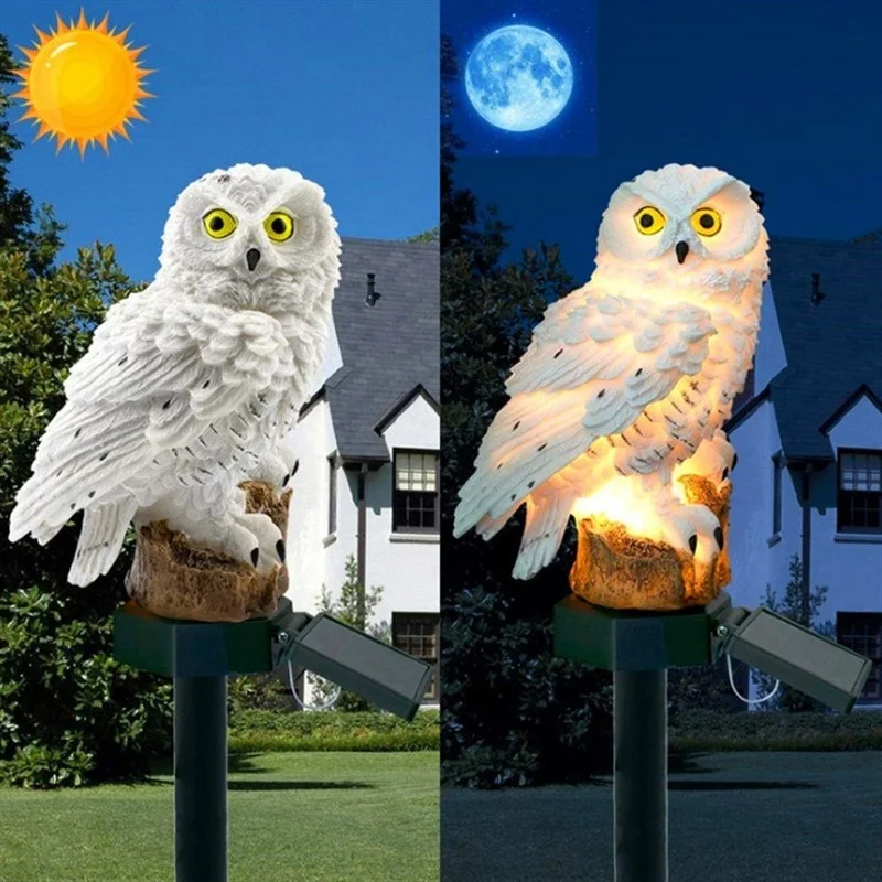 ソーラーフクロウ像ガーデンライトLED防水屋外装飾、庭やパテ - Outdoor Power Outlet Solar のレビューと価格