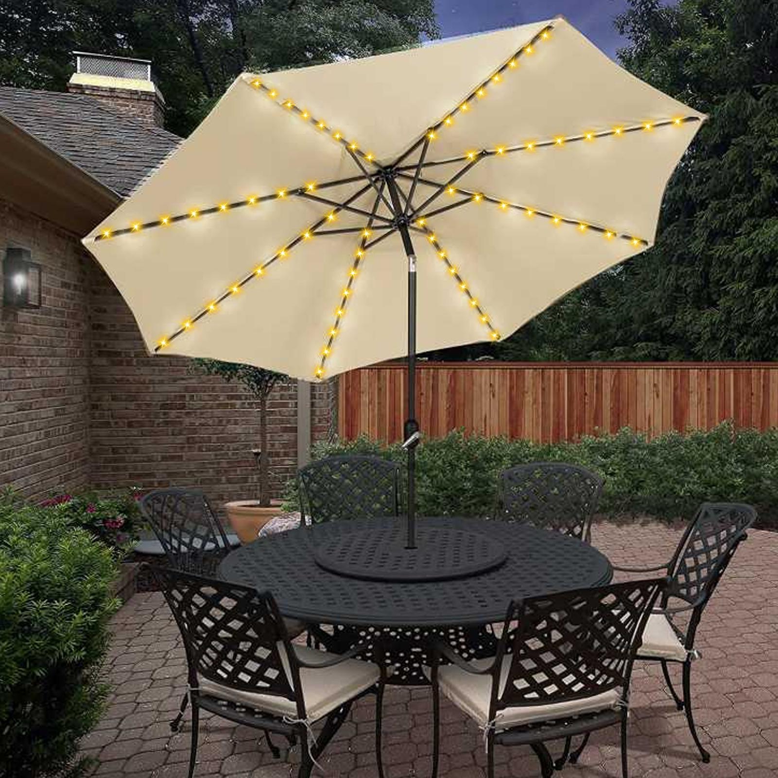 ソーラーアンブレラストリングライト 104LED パラソルス - Outdoor Power Outlet Solar のレビューと価格