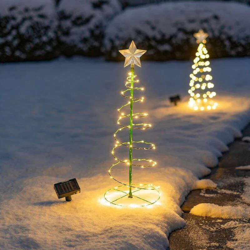 ソーラー充電式クリスマスツリーLEDライト、暖白色、錬鉄製、 - Outdoor Power For Christmas Lights のレビューと価格