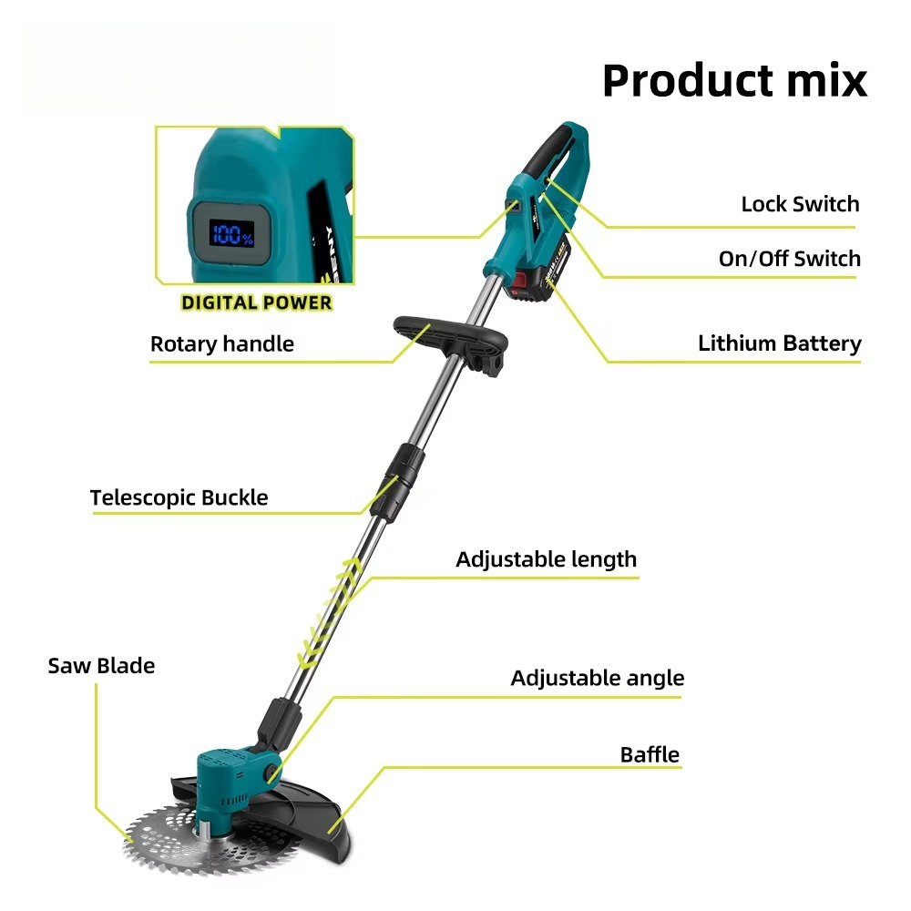 4000W電動芝刈り機、草刈り用、20000mahリチウムイ - Lawn Mower Battery のレビューと価格