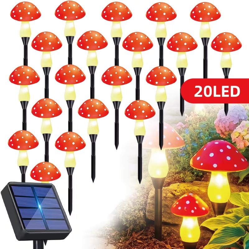 太陽光発電LEDキノコライト屋外ガーデンお祭り照明ソーラーラ - Outdoor Power For Christmas Lights のレビューと価格