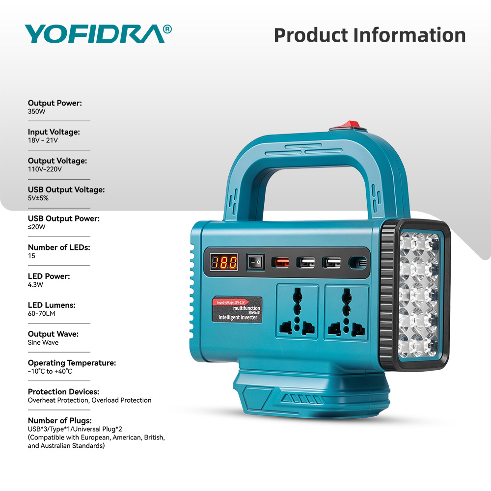 YOFIDRA 220V ポータブルパワーインバーター 屋外 - Outdoor Power Outlet のレビューと価格