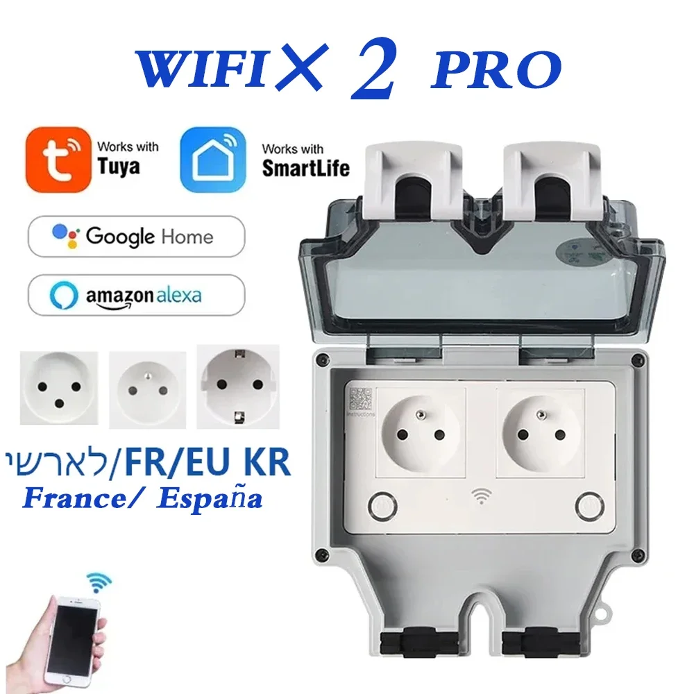 Tuya防水電気壁コンセントEU FR KR IL IP66 - Outdoor Power Outlet Wifi のレビューと価格
