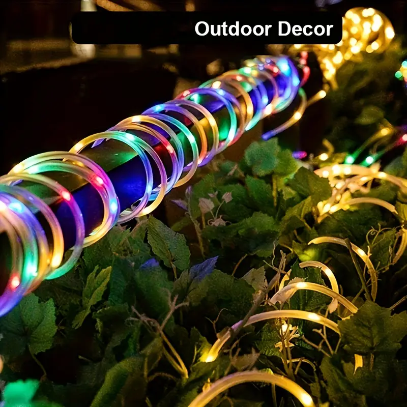 ソーラー充電式LEDチューブ、屋外装飾用マルチカラーロープラ - Outdoor Power For Christmas Lights のレビューと価格