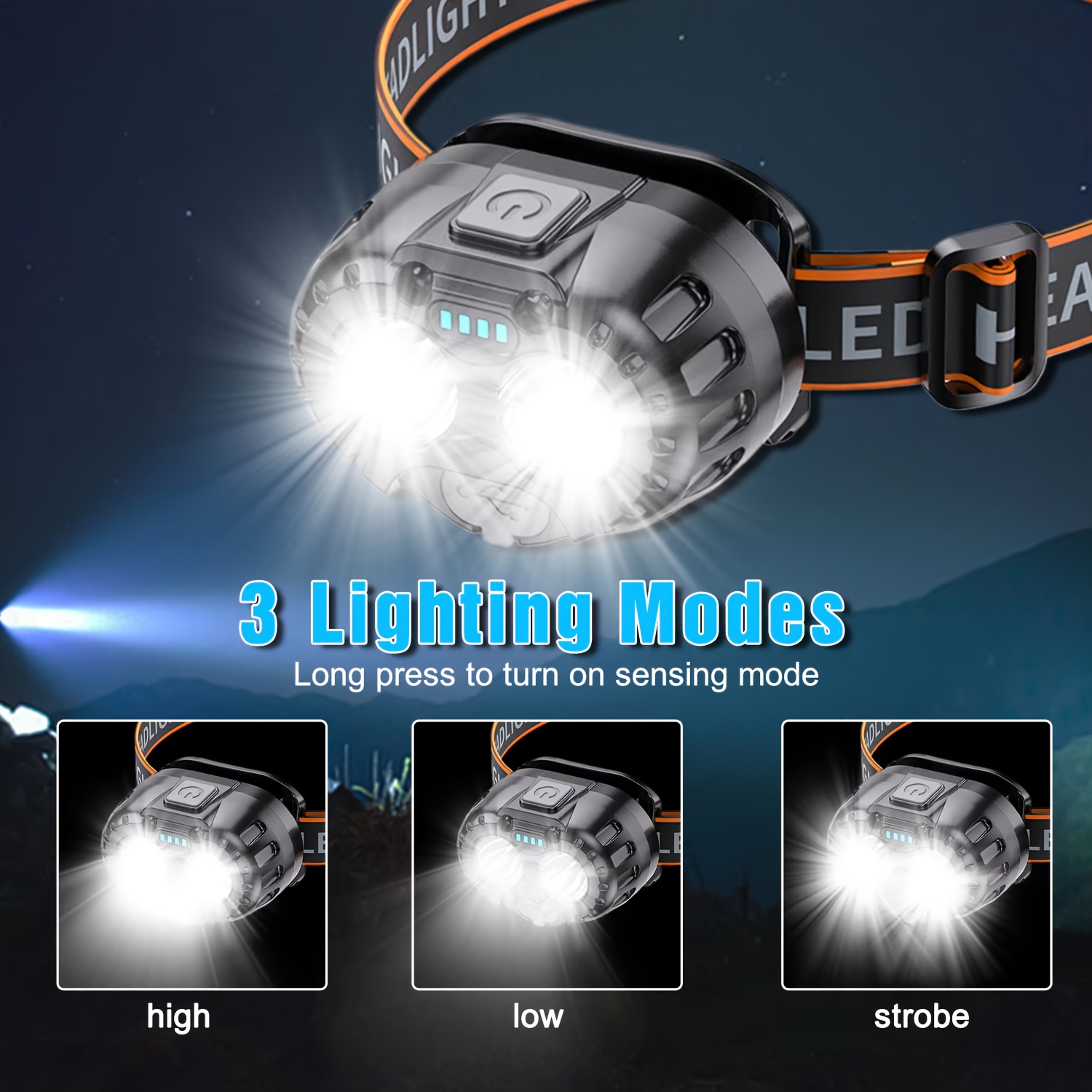 強力な LED 誘導ヘッドランプ IPX4 防水緊急ヘッド懐 - Outdoor Power Head のレビューと価格